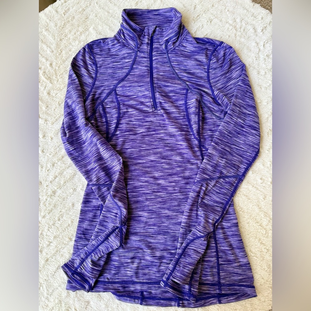 Zella Purple Heather Long-Sleeve Half-Zip Performance Top